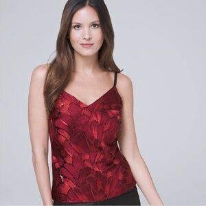 White House Black Market| Red Sequins Spaghetti Strap Tank| sz M| Like New